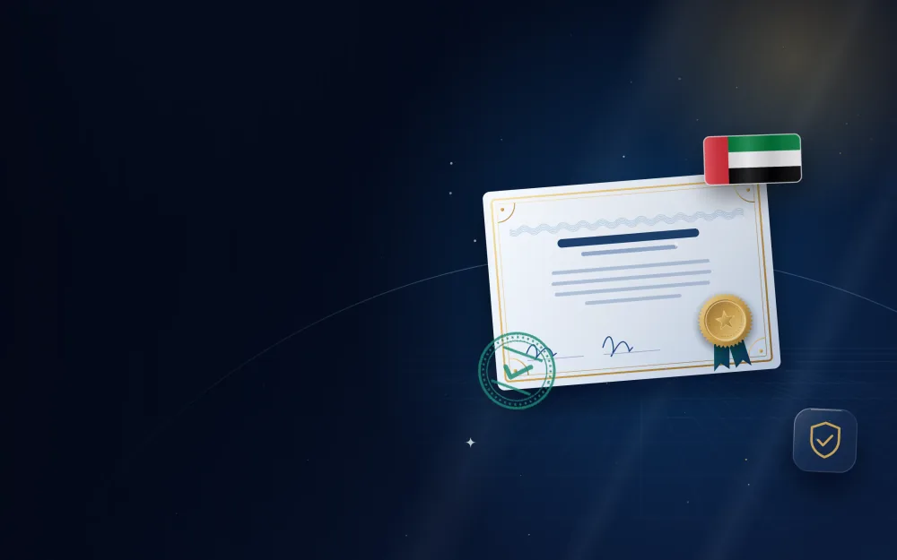 Attested certificate with a gold seal and official stamp