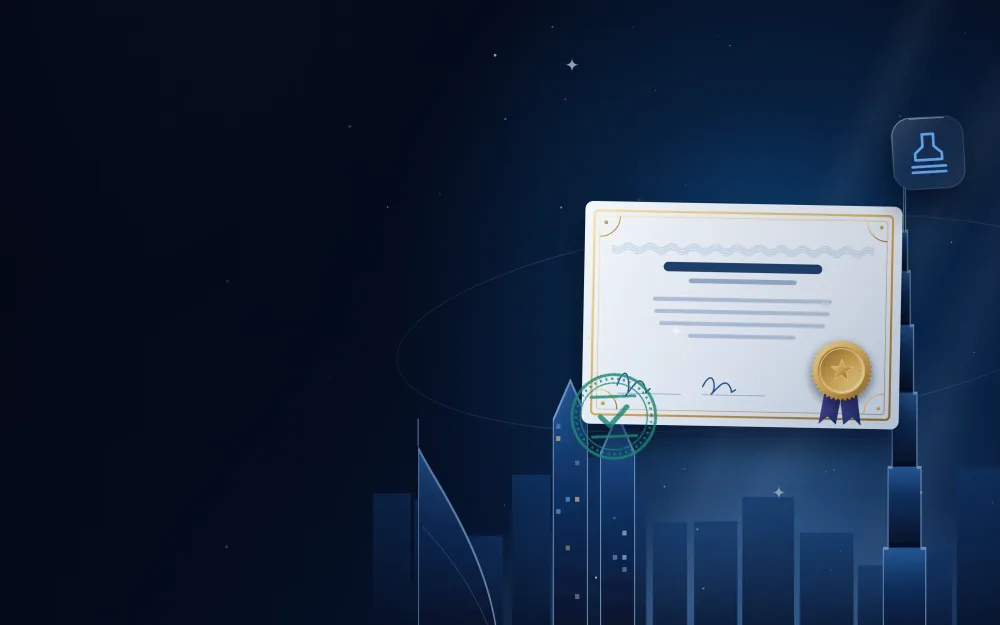 Attested certificate with a gold seal and official stamp with the Dubai skyline