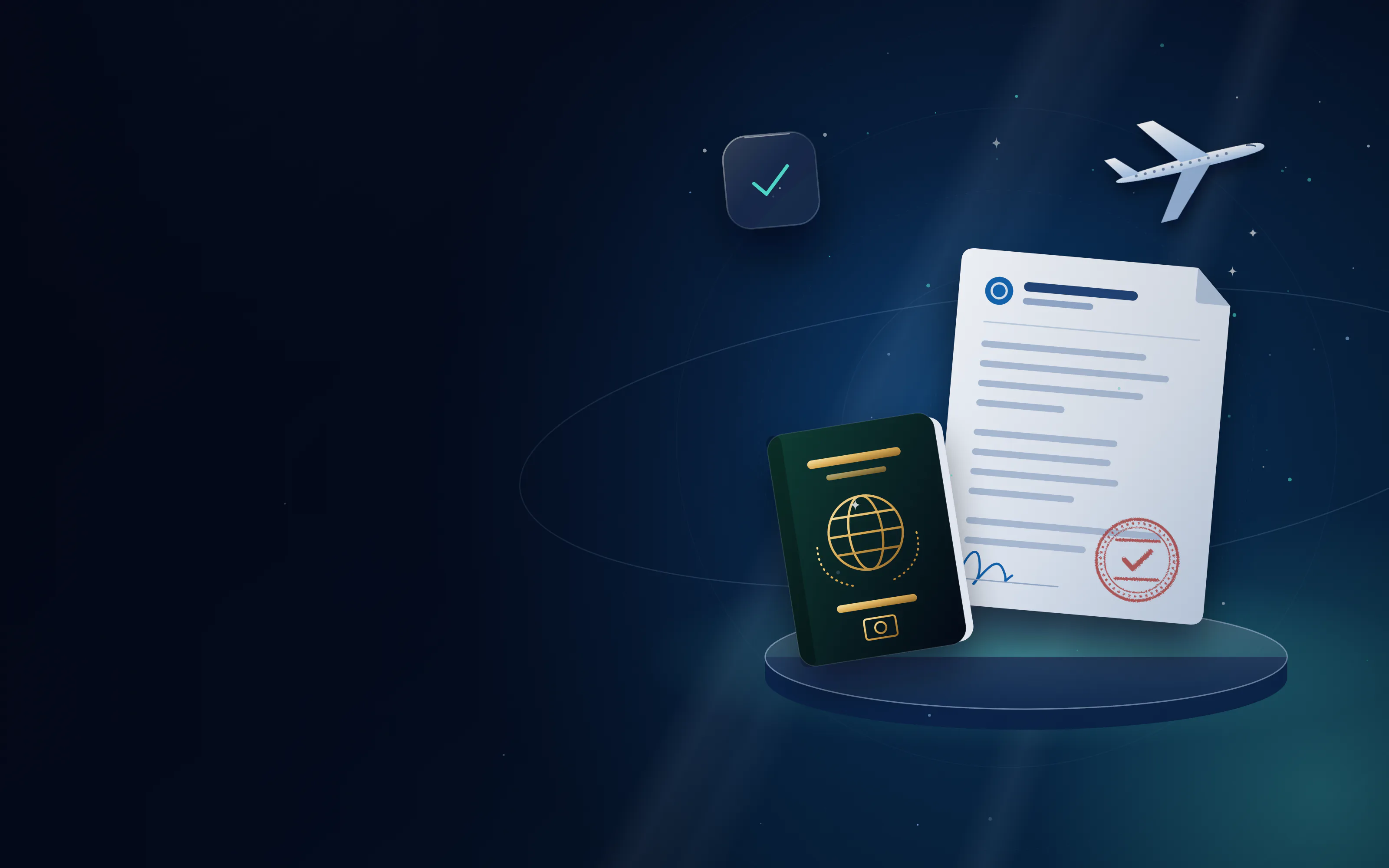 Notarised travel consent letter with a passport and an aeroplane