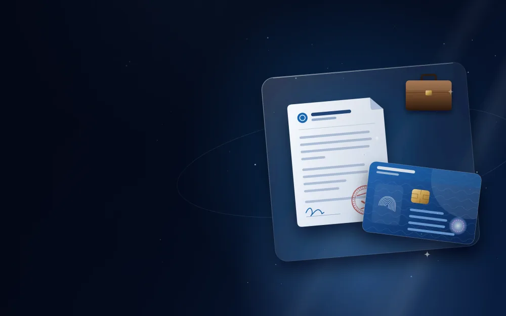 عقد عمل موقّع مع بطاقة إقامة وحقيبة عمل