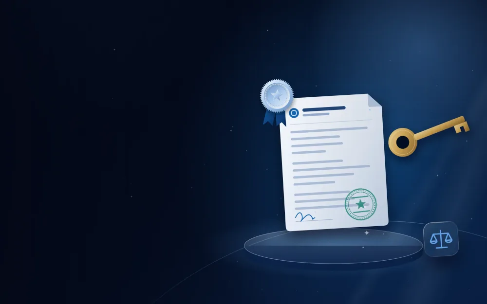 Power of attorney document with a golden key and notary seal