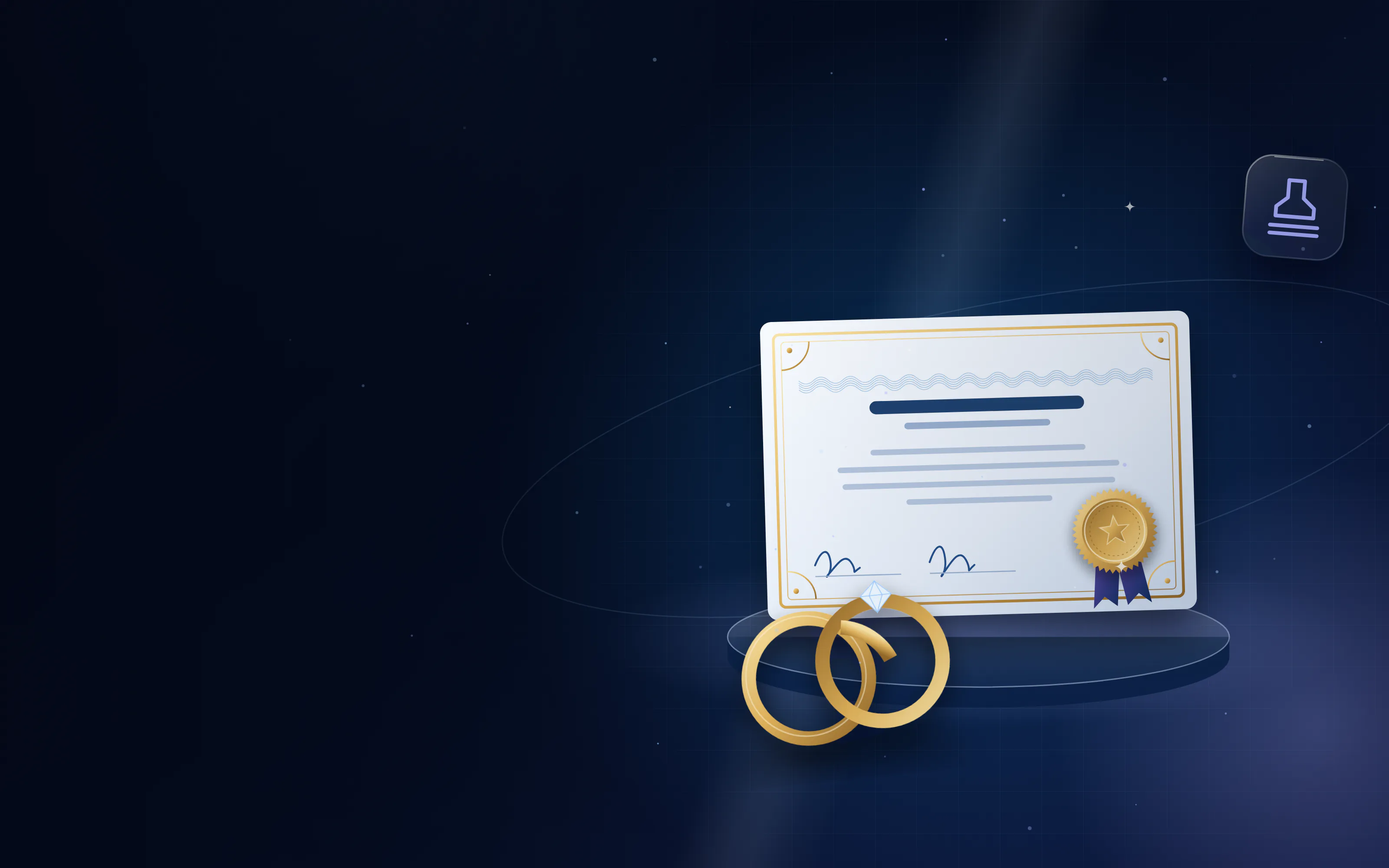 عقد زواج مع خاتمين ذهبيين وختم تصديق