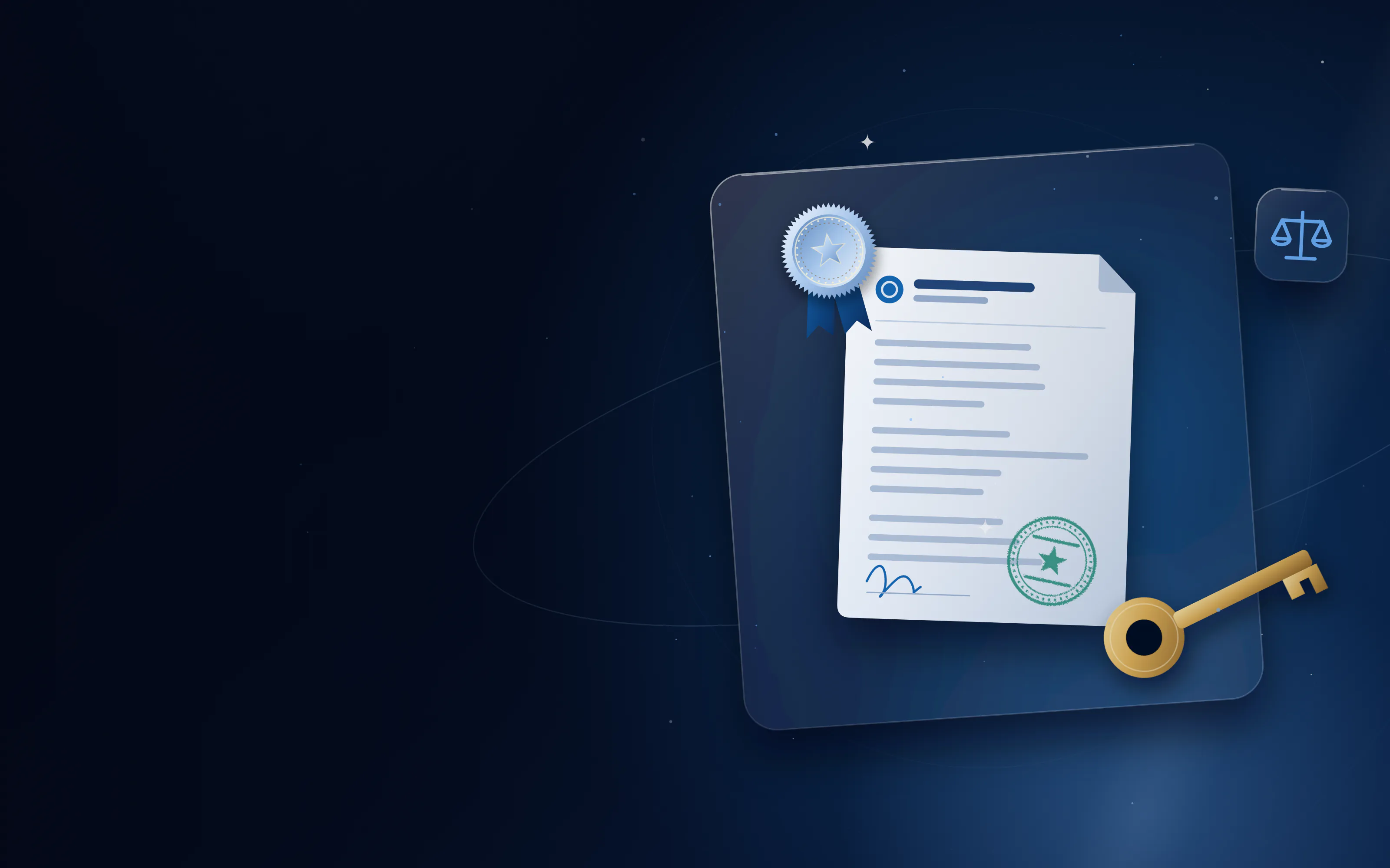 Power of attorney document with a golden key and notary seal