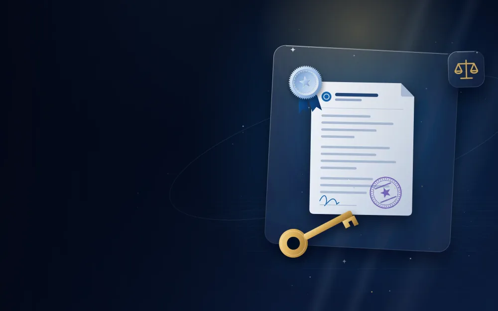 Power of attorney document with a golden key and notary seal