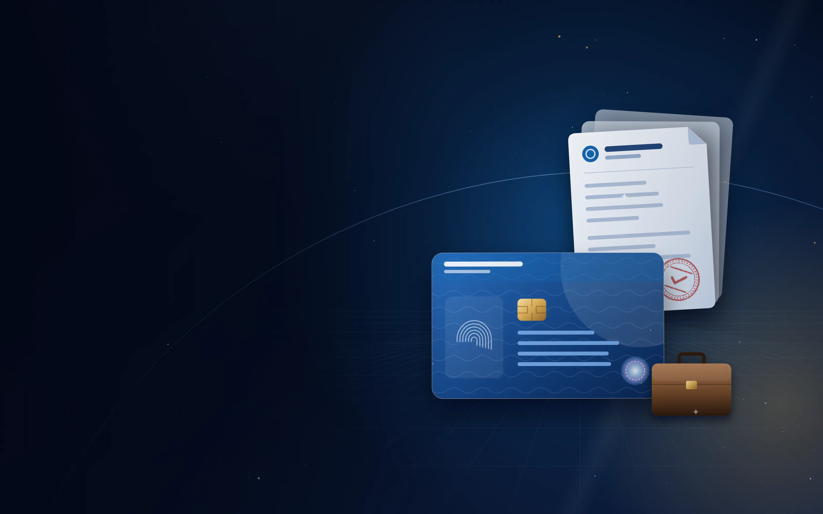 Company documents, a residence card and a briefcase for PRO services