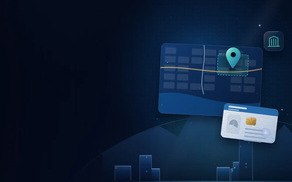 خريطة مدينة مبسطة مع قطعة منطقة حرة محددة ودبوس موقع وبطاقة رخصة