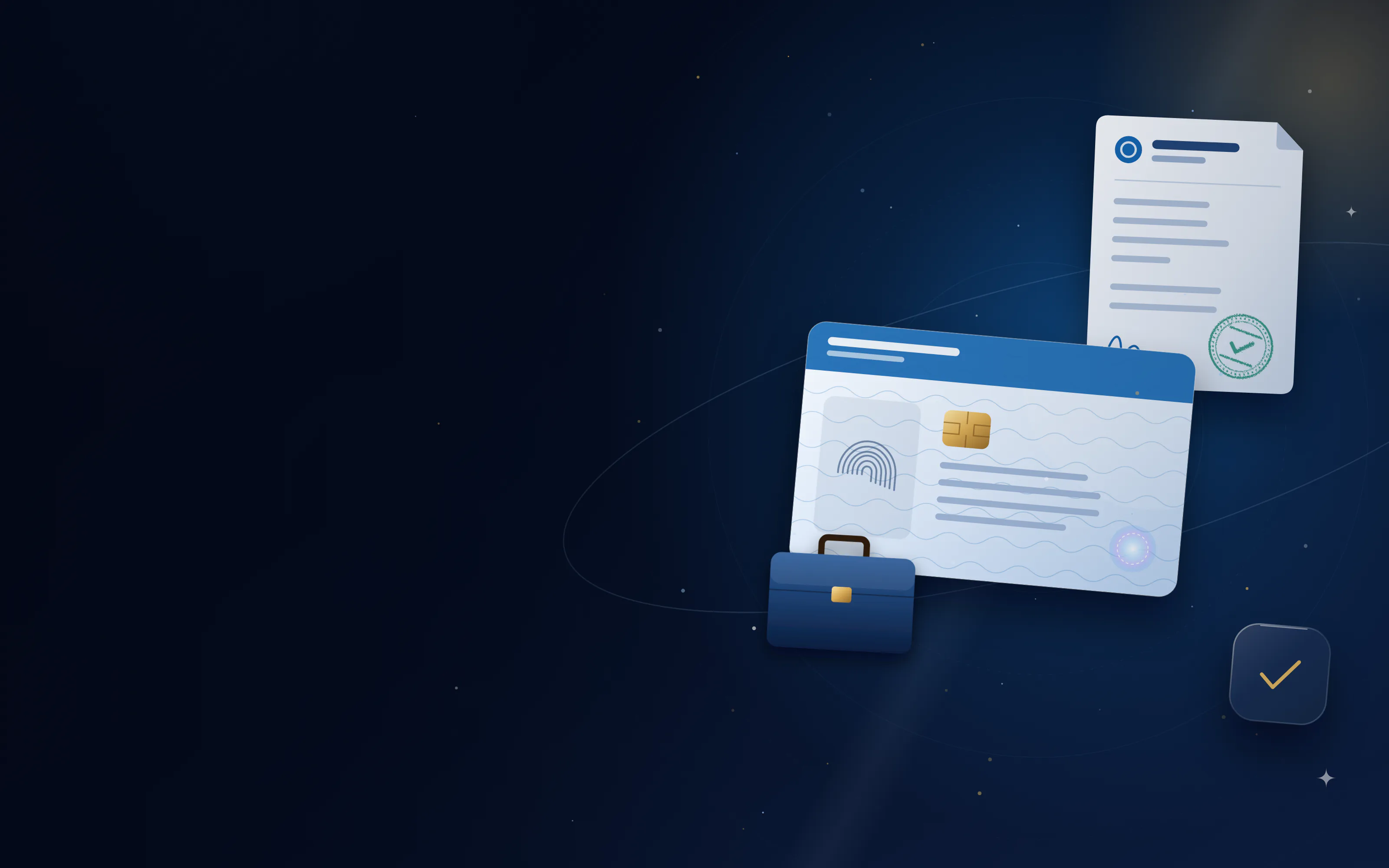 Residence ID card with a work briefcase and an approved employment contract