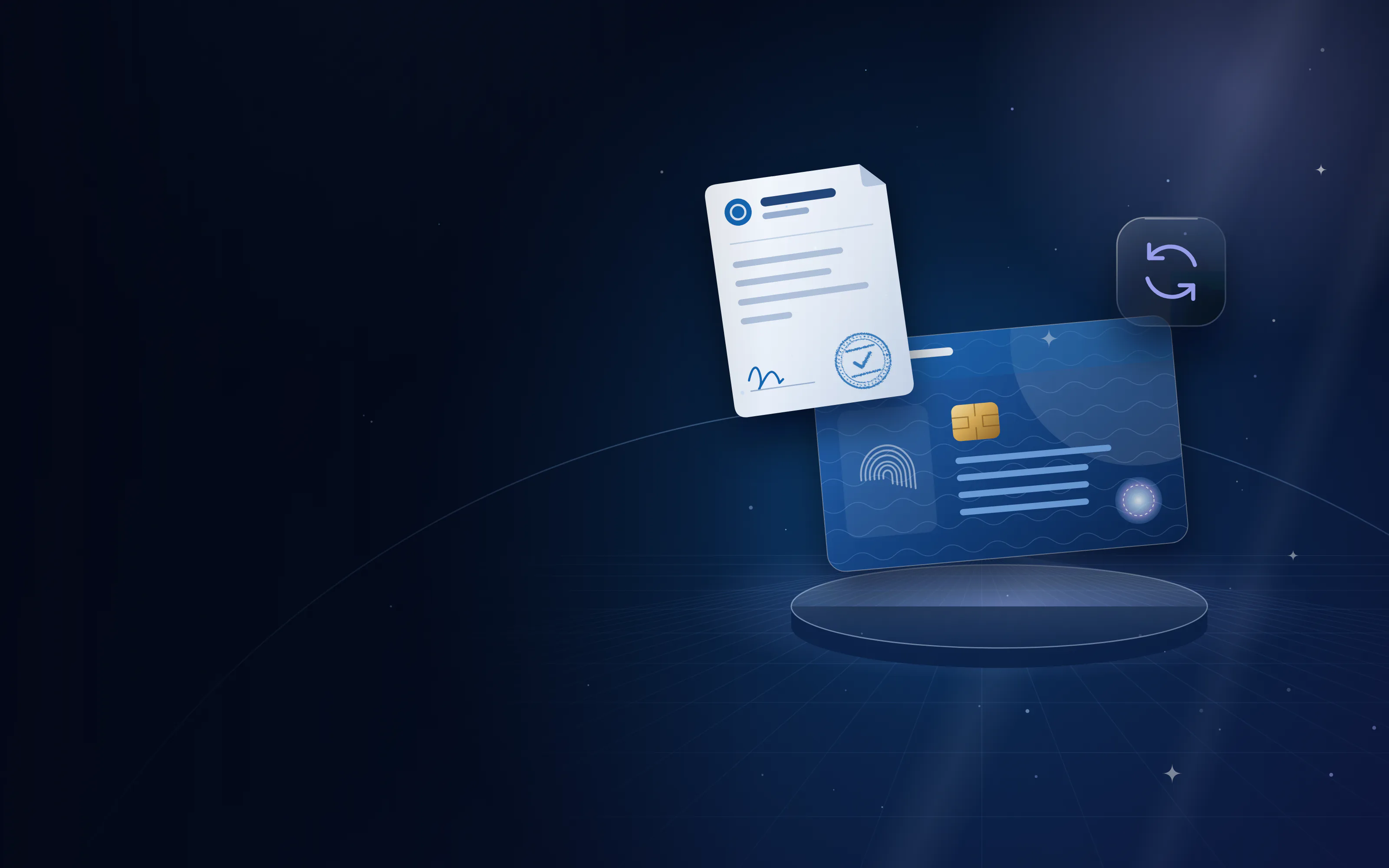 Residence card on a display stand with a renewal icon and approved form