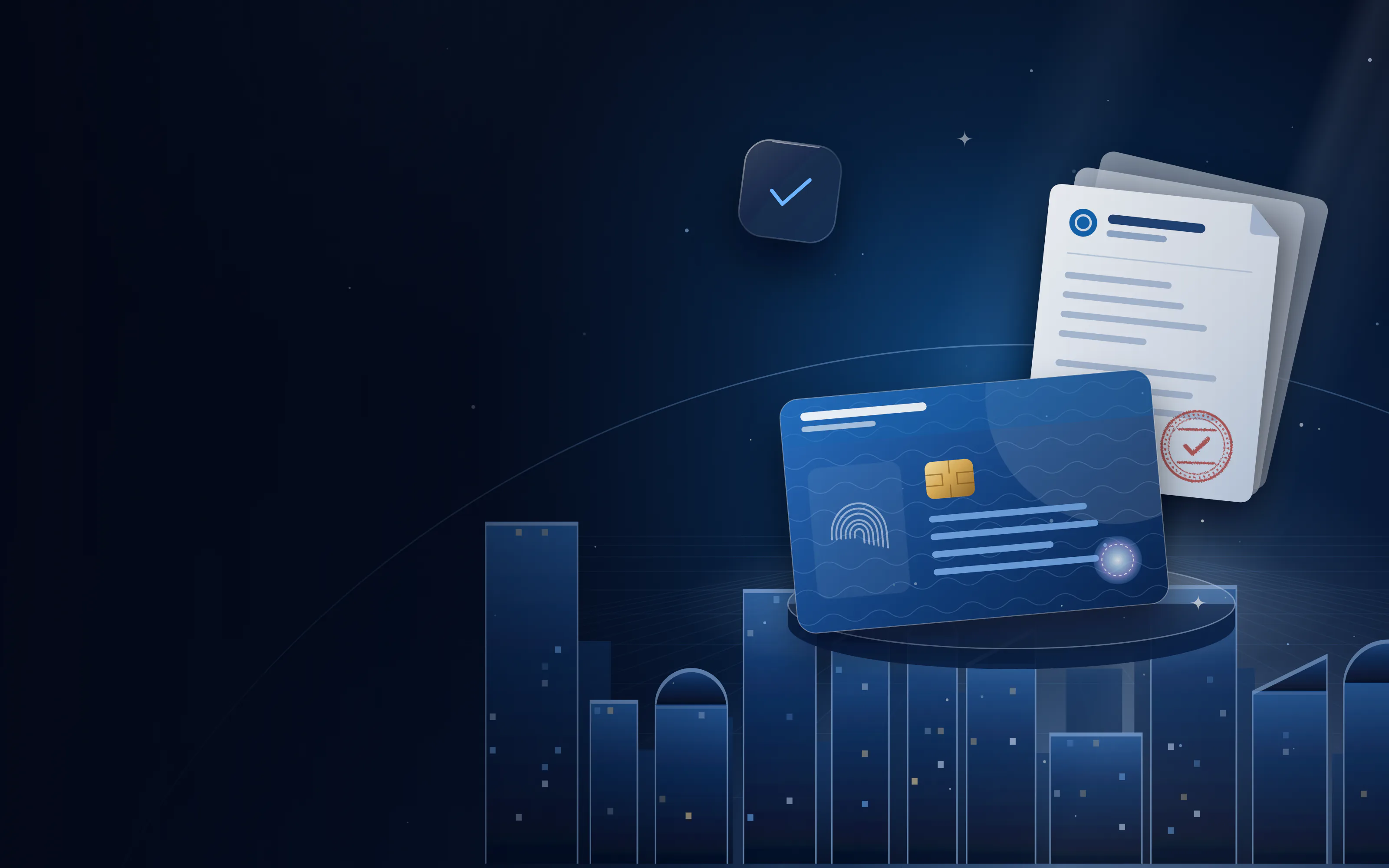 بطاقة رخصة على منصة عرض مع مستندات شركة معتمدة