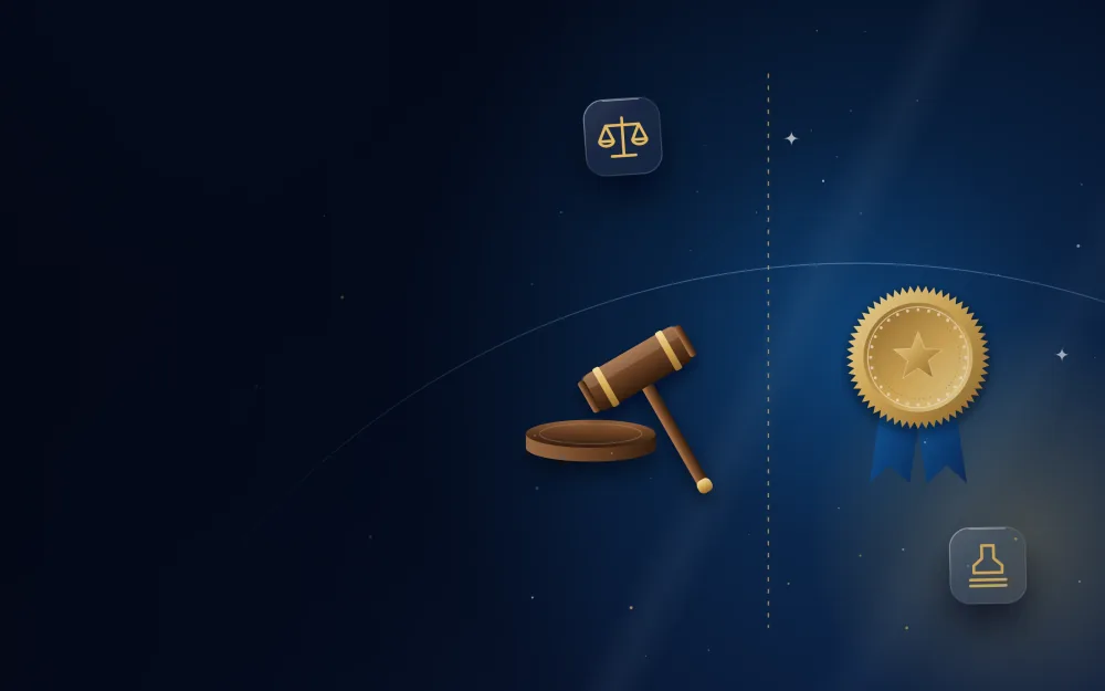 Notary gavel on one side and an attestation seal on the other